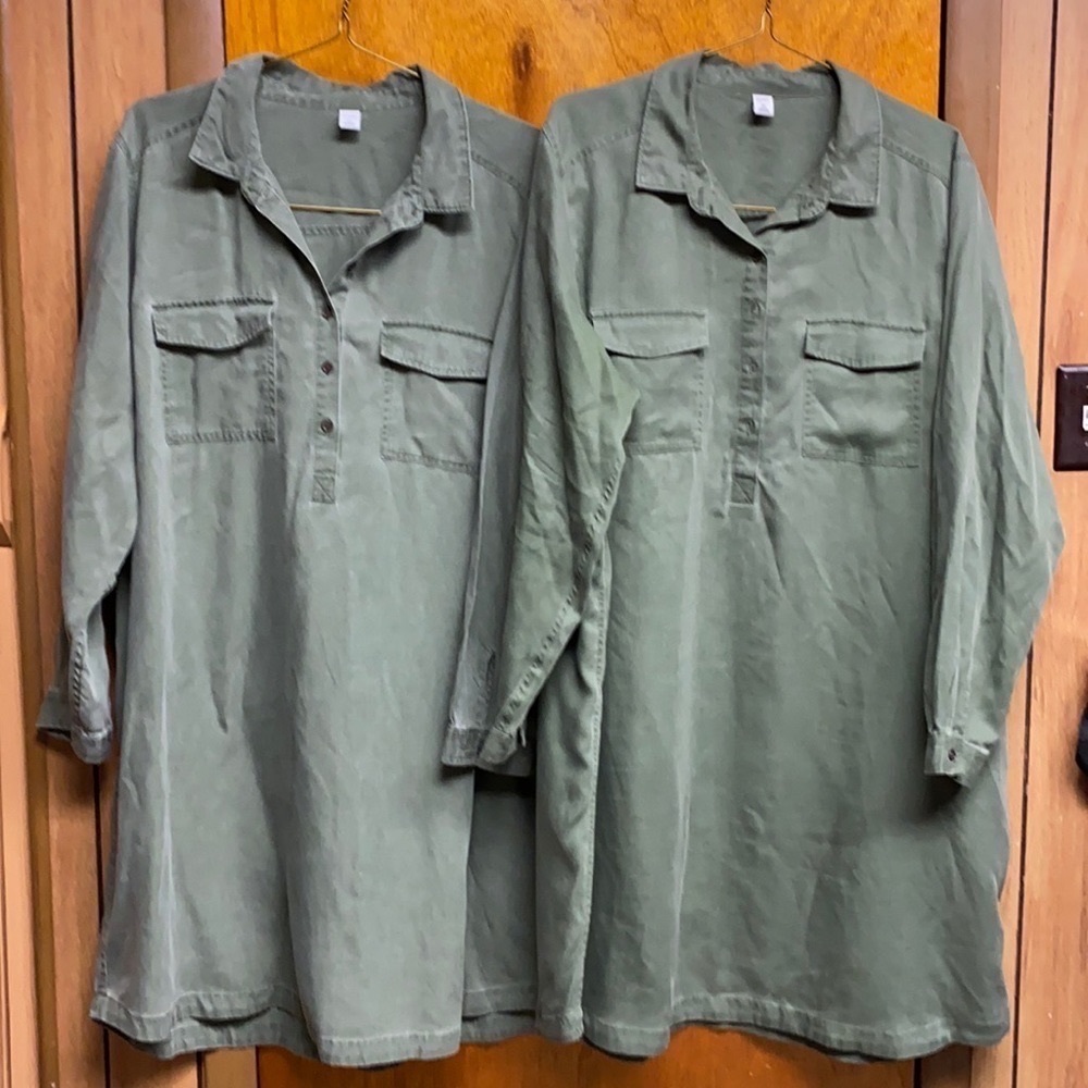 OLD NAVY GREEN CHAMBRAY SHIRT DRESS SIZE XXL.